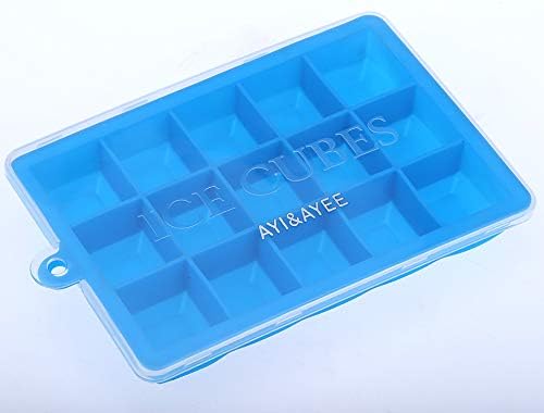 AYI&AYEE Silicone Ice Cube Trays with Lids - 2 Pack - 24 Cavities 1 inch (1.2 tbsp / 20ml / 0.6 fl oz) Square Ice Cubes Baking Molds - BPA free - Easy Release - for Juice, Baby Food, Chocolate & More