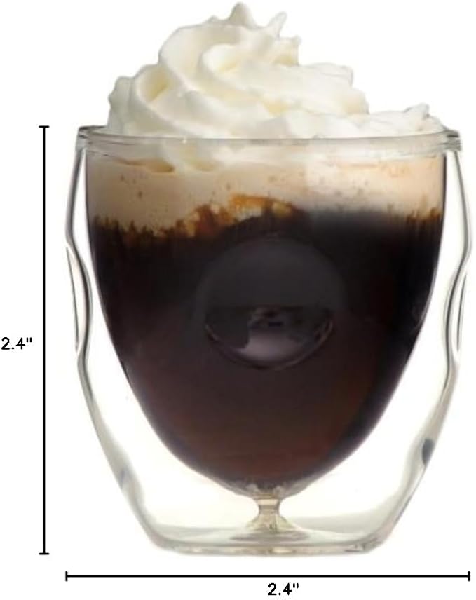 Ozeri Moderna Artisan Series Double Wall Beverage and Espresso Shot Glasses, 2-Ounce, Set of 2