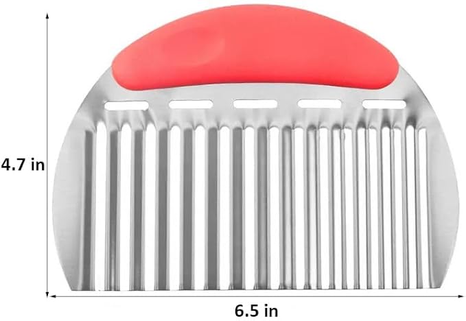 Heavy Duty Stainless Steel Large Crinkle Cutter Wavy Chopper French Fry Slicer for Potatoes Carrot Chips and Fruits, Vegetable, Potatoes, Onions (Red-Style II, 1 PCS)