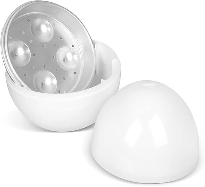 Microwave Egg Boiler 4 Egg Capacity Microwave Egg Cooker for Hard Boiled Eggs Microwave Egg Maker Under 9 minutes Medium and Hard Boiled Egg Cooker Rapid Egg Boiler Microwavable Egg Poacher