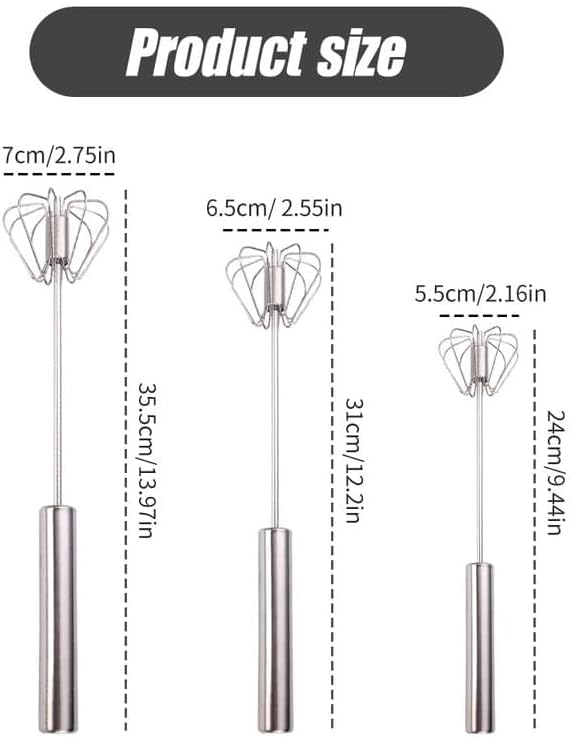 Stainless Steel Semi-Automatic Whisk, Egg Whisk Hand Push Whisk Blender, Hand Push Mixer Stirrer Tool for Cooking Kitchen Home Egg Milk (12 in)