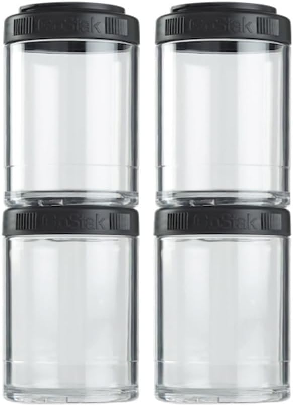 BlenderBottle GoStak, 150cc, 2-Pack | Twist n' Lock | Storage Jars | Black