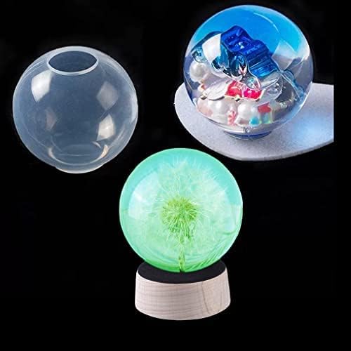 FineInno 2Pcs Large Sphere Resin Molds 4", 3" Clear 3D Seamless Crystal Ball Silicone Molds for Flowers Preservation DIY Epoxy Round Orb Soap Candle