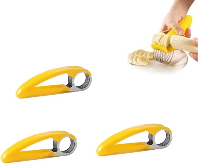 3Pcs Yellow Food Manual Slicer Banana Strawberry Cucumber Carrot Egg Vegetable Fruit Multifunctional Slicer Stainless Steel Food Slicer, Handheld Portable Small Food Slicer Mandolines and Slicers