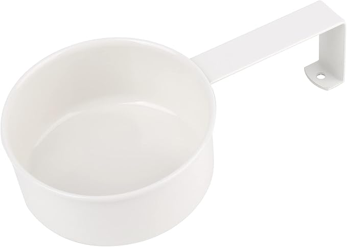 DEAYOU Pet Food Storage Tin with Lid, Metal Bird Seed and Feed Container with Serving Scoop, Treats Storage Canister Bin Can for Dogs, Cats Food, Coated Carbon Steel, Tight Fitting Lid, White, 5-6 Lbs