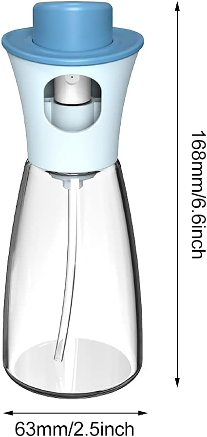 Oil Sprayer for Cooking, 180ml Glass Oil Dispenser Bottle Spray Lemon Juice Sprayer forSalad, Baking, Cleaning, Plants(blue)