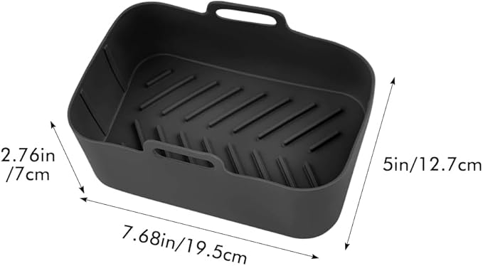 2pcs Silicone Baking Moulds Cake Tins for Dual Air Fryer, Non-Stick Quick Release Heat Resistant Loaf Pans Air Fryer Accessories(Black)