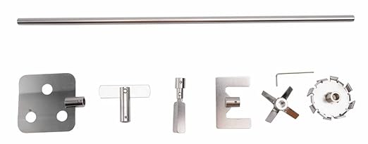 SCILOGEX Lab Stirring Blade Set – One Rod & Six Interchangeable Stirring Blades – Propeller, Paddle, Centrifugal, Flat-Blade, Radial-Flow, and Anchor Stirrer - for Laboratory Liquid Mixing & Blending