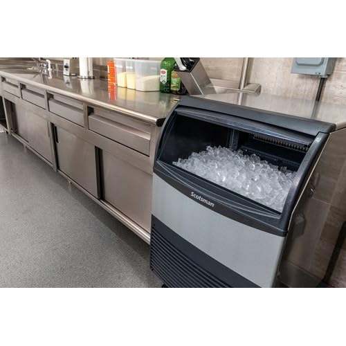 Scotsman UF424A-1 Flake-Style Air Cooled Ice Maker Machine with Bin, 80-Pound Capacity, Stainless Steel, 115-Volts, NSF