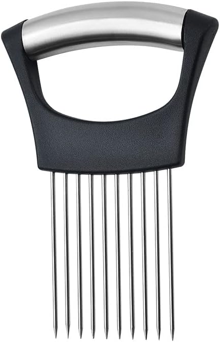 1 Pack Stainless Steel Multifunctional Vegetable Slicer, Onion Slice Holder, Onion Cutter for Slicing Meat, Onion, Potato, Tomato, Lemon, Kitchen Chopper Tool