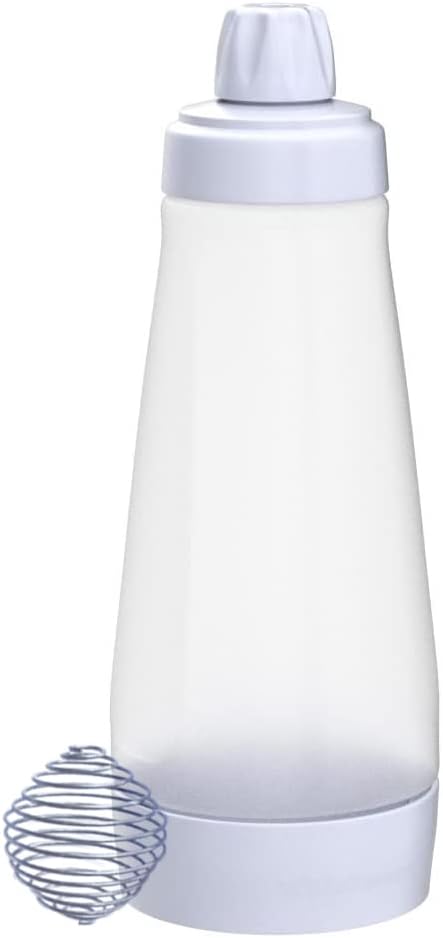 Pancake Batter Dispenser – 2-in-1 Pancake Dispenser Mixer Bottle with Stainless Steel wire whisk Ball – Pancake Maker, also used for nutritional supplements.