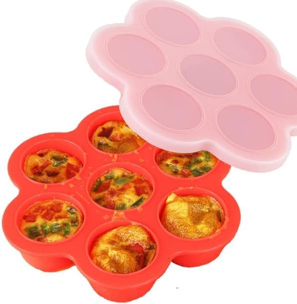 Egg Bites Tray with Lid | Silicone Molds for Instant Pot, Air Fryer, and Oven | Egg Bite for Pressure Cooker | Dishwasher Safe