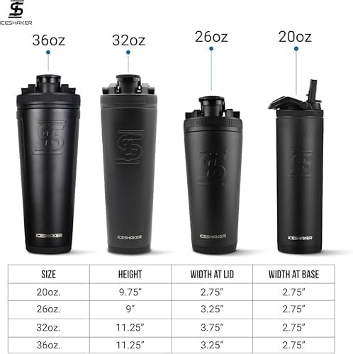 Ice Shaker Insulated Stainless Steel Shaker Bottle | 26oz, Orange Color Rush | Cold for 30+ Hours | Insulated Cup with Twist-on Agitator | Bottle for Protein Shakes, Smoothies, Cocktails