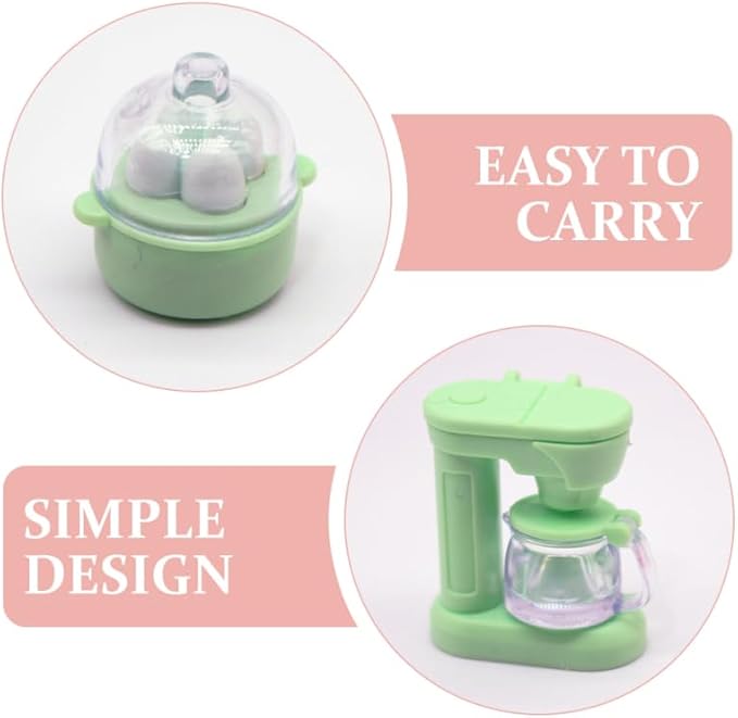 Vicasky Mini Kitchen Dollhouse Accessories Set: 1:12 Scale Oven Coffee Maker Blender Juicer Cheese Cake & Egg Cooker for Dollhouse Kitchen Decor Pretend Play for Kid Toddler Microwave Breakfast