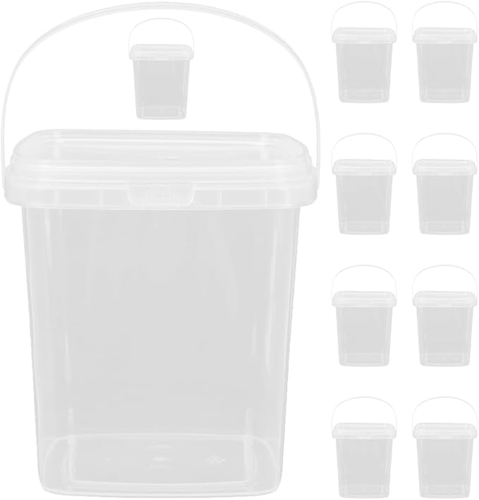 UPKOCH Thickened Square Ice Cream Buckets with Lids 3.14X3.14X2.83 Inch Reusable Ice Cube Storage Containers for Kitchen Freezer Food Preservation 10-Pack