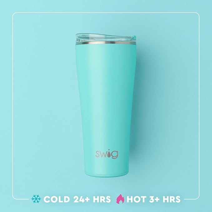 Swig Life 32oz Insulated Tumbler, Travel Coffee Tumbler with Lid, Cup Holder Friendly Travel Coffee Mug, Stainless Steel with Lid (On Pointe)