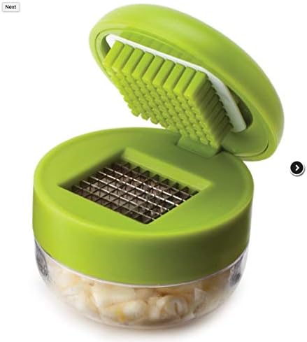 Joie Garlic Press and Chopper with Storage Container, Stainless Steel Blades, Green