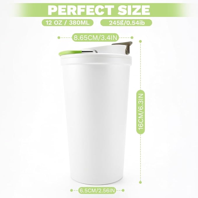 SPLMIFA Travel coffee mugs leak-proof, reusable coffee cup with lid, stainless steel vacuum insulated coffee tumblers, thermal insulation cups for men & women keep drinks hot & cold (6th-White, 12OZ)