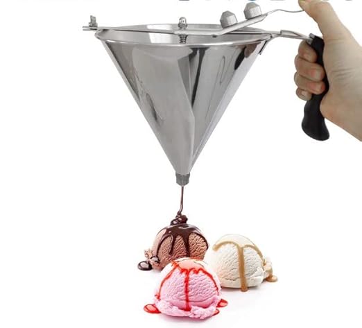 MYOYAY Commercial Stainless Steel Confectionery Funnel Dispenser, 1.8L Pancake Batter Dispenser with Stand and 3 Nozzles (1/4", 1/5", 1/6"), Great for Pancakes Chocolate Sauces Batter Pastry Work