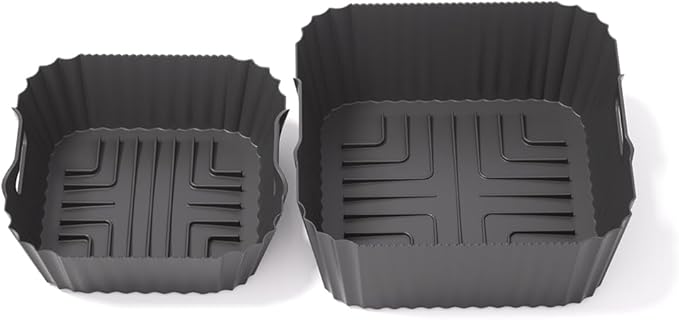 FN101GY Air Fryer Silicone Liners for Ninja Crispi FN101GY/FN101SG/FN101ST, Non-Stick Glass Air Fryer Accessories Reusable Airfryer Replacement,Big for 4QT & Small for 6 Cup Container