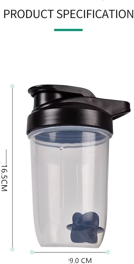 CHNLML Protein Shaker Bottle 400ML/16Oz w. Shaker Ball for Protein Shake, Shaker Bottle with Mixing Ball, Leak-Proof, BPA-Free, for Gym, Workout, Juice Mixer (Light Blue/Clear, 16Oz-400ML-1Bottle)