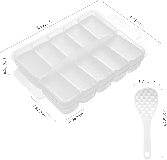 AYCCNH 10 in 1 Mini Japanese Onigiri Sushi Mold, Nigiri Bento Rice Ball Mold Rectangular Sushi Maker…