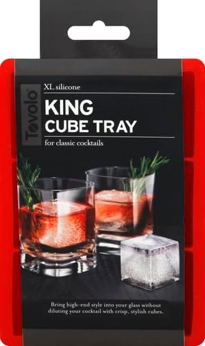 Tovolo, Large King Craft Ice Mold Freezer Tray of 2" Cubes, BPA-Free Silicone, Single, Candy Apple