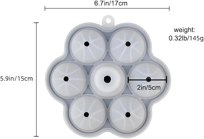 Whiskey Ice Ball Maker – 2” Round Ice Cube Tray with Lid, No-Funnel Fill & Easy Release for Bourbon, Brandy, Chocolate (Basketball Black)