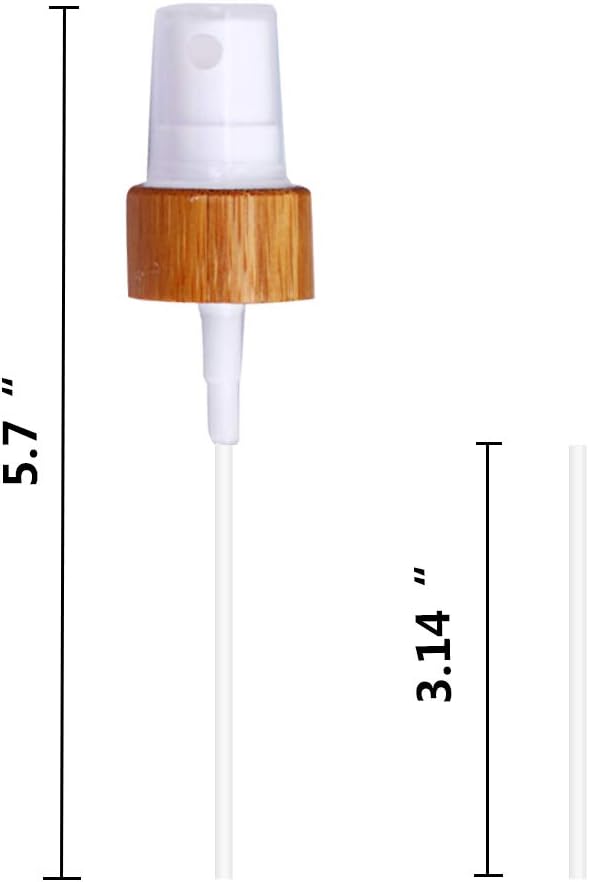 Furnido 5 Pcs Essential Oil Fine Mist Atomizer Tops For 5/10/15/20/30/50/100ml Bottles,Replacement Spray Tops with Natural Bamboo Head