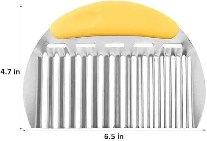 Heavy Duty Stainless Steel Large Crinkle Cutter Wavy Chopper French Fry Slicer for Potatoes Carrot Chips and Fruits, Vegetable, Potatoes, Onions (Yellow-Style II, 1 PCS)