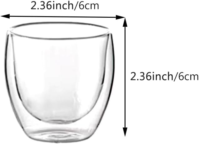 6pcs Double Wall Espresso Cups, 3 Ounce Glass Coffee Mugs, Clear Espresso Shots, Insulated Small Demitasse Cups for Cappuccino Latte Tea(COLOR:Transparent)