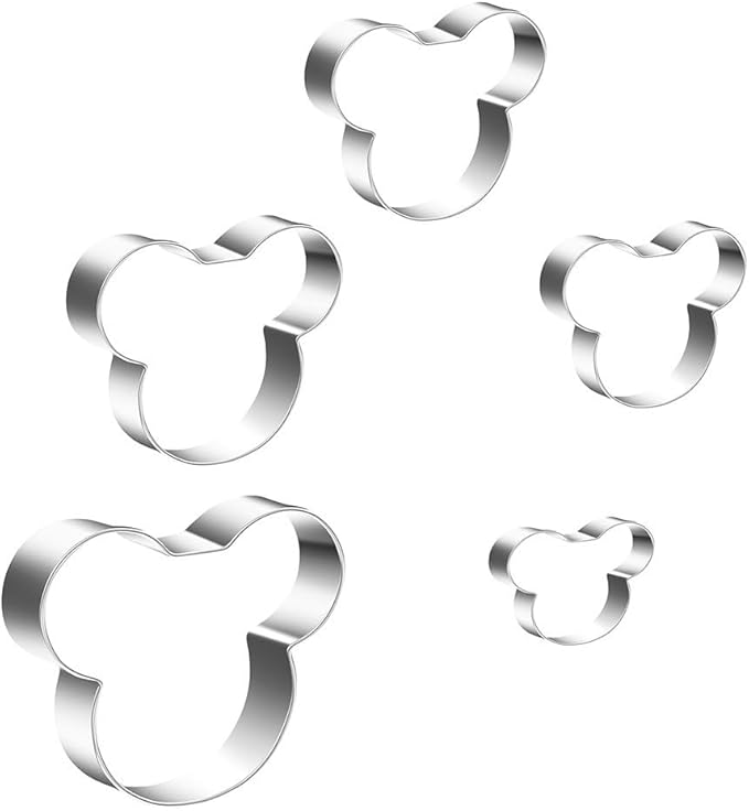 Food Grade Mouse Cookie Cutters Set of 5 – Sturdy Stainless Steel Cutters for Cookies, Sandwiches, Cake & Fruit – DIY Decoration Tools for Kids – 2.12'' to 3.86''