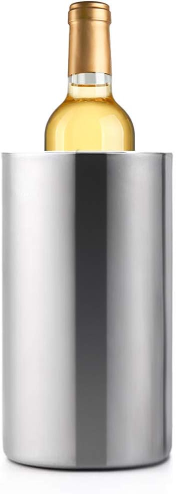 Jolitac Wine Chiller Bucket, Stainless Steel Double Wall Wine Cooler Bucket, Keeps Cold for Hours Wine Bottle Cooler Chiller Insulated Champagne Beer Ice Bucket (1 PC)