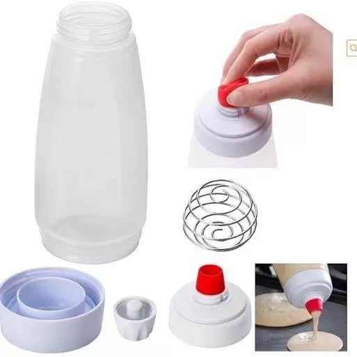 Large Pancake Batter Dispenser 1000ml with Measurement Marks, Commercial-Grade Squeeze Bottle, Leak-Proof & Shake-Proof Design, Easy-Clean Nozzle, Kid-Friendly Baking Tool for Muffins, Cakes & Waffles