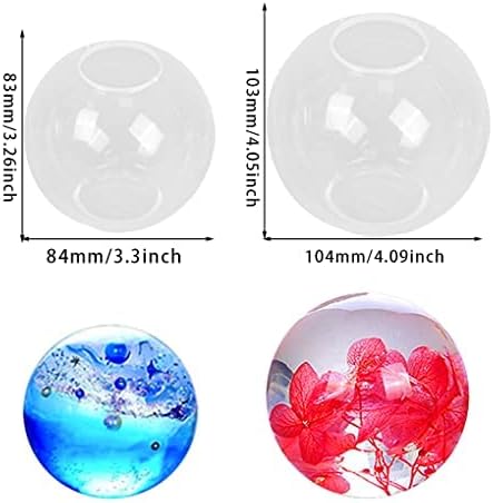 FineInno 2 PCS Sphere Resin Molds,Round Epoxy Resin Molds,3D Seamless Ball Mold for Epoxy Resin DIY Crystal Globe,Home Decor, Flowers Preservation