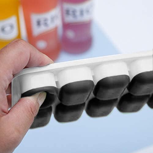 Set of 4 Stackable Silicone Ice Cube Trays with Removable Lids - Flexible, Spill-Resistant, Dishwasher Safe (Black)