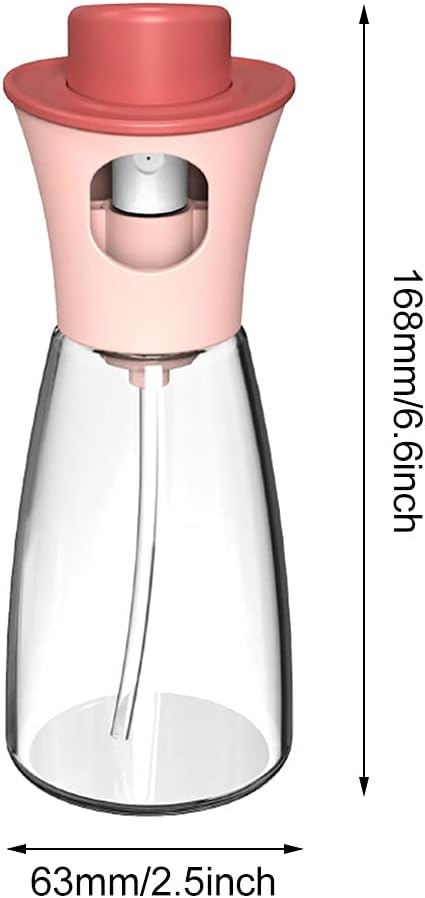 Oil Sprayer for Cooking, 180ml Glass Oil Dispenser Bottle Spray Lemon Juice Sprayer forSalad, Baking, Cleaning, Plants(pink)