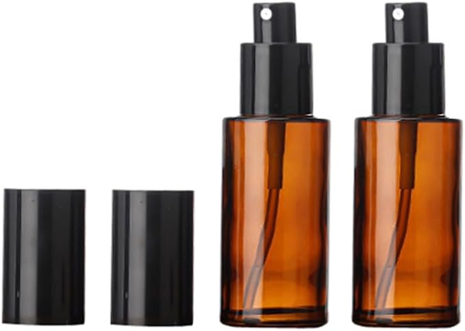 2 Pcs 120 ml / 4 oz Amber Glass Spray Bottles Empty Refillable Fine Mist Spray Bottle Cosmetic Storage Containers for Essential Oil Aromatherapy Makeup Travel (60ML/2OZ)