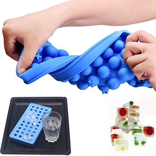 Mydio Mini Ice Ball Molds DIY Molds Tool for Candy pudding jelly milk juice Chocolate mold or Cocktails & whiskey particles (1pack,Blue)