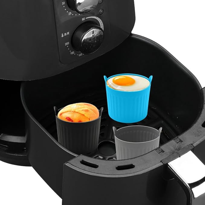 4Pack Air Fryer Baking Ramekins, Silicone Mould Cups, Easy Release Nonstick Bakeware, Ramekins for Air Fryer, Air Fryer Egg Mould, Large Muffin Cases for Air Fryer(4Color,Size:2.6inch)