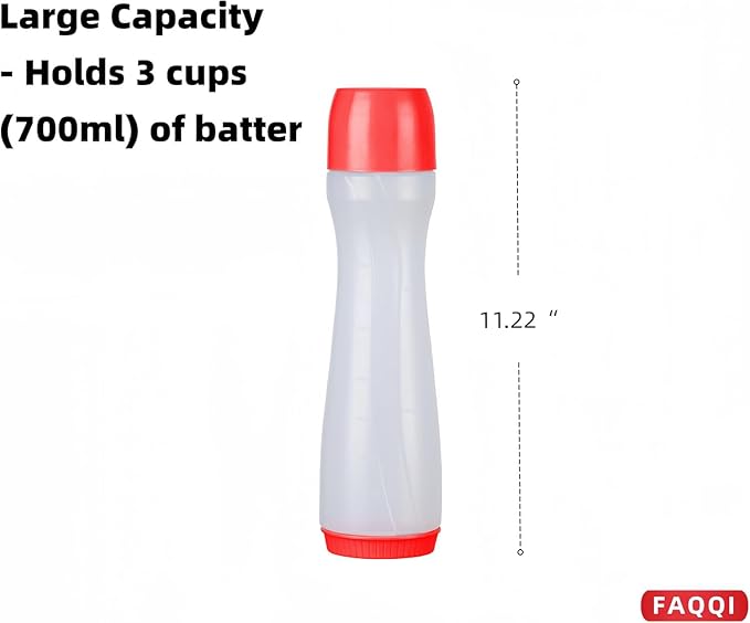 Premium Pancake Pen - Batter Squeeze Bottle for Perfect Pancake Designs | Easy-to-Clean Pancake Batter Dispenser with Drip-Free Valve | Ideal for Pancakes, Waffles, and Baking Needs Red