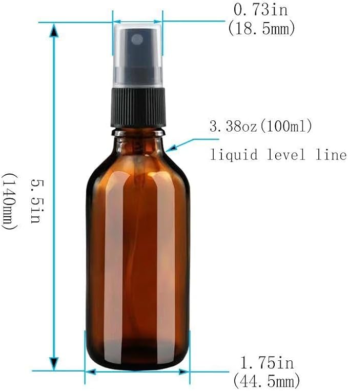 4 oz Small Amber Glass Spray Bottles for Essential Oil Spray bottles Empty Mini Fine Mist Spray Refillable Glass Bottles