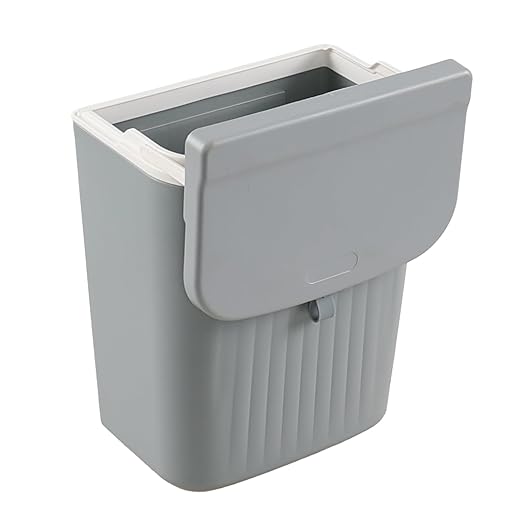 3.2 Gallon/12 L Hanging Small Trash Can with Lid, Kitchen Compost Bin for Wall Mount, Mountable Food Waste Bin for Kitchen Cabinet Door