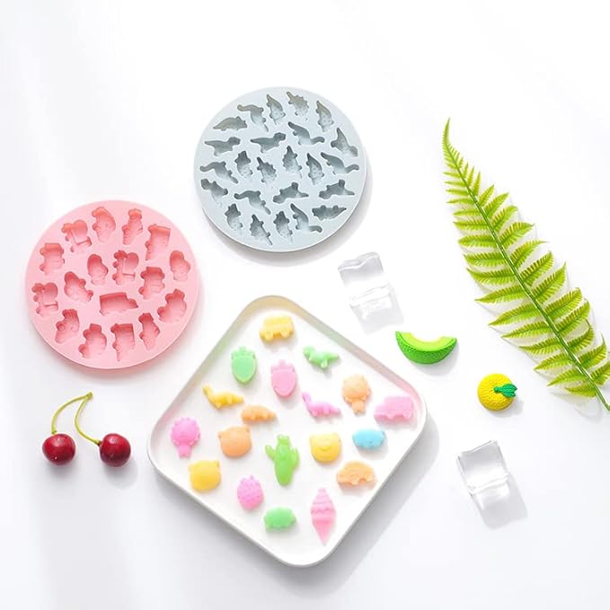 Cute Ice Cube Trays Silicone Chocolate Mold Wax Melt Molds Easy Release Ice Trays Non-Stick Chocolate Soap Pudding Jello Ice Cube Tray (Dino A)