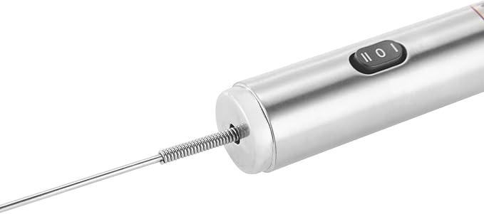 Rosle 12961 Stainless Steel Dual Speed Electric Liquid Frother Whisk with Round Handle 10.5 in, Silver