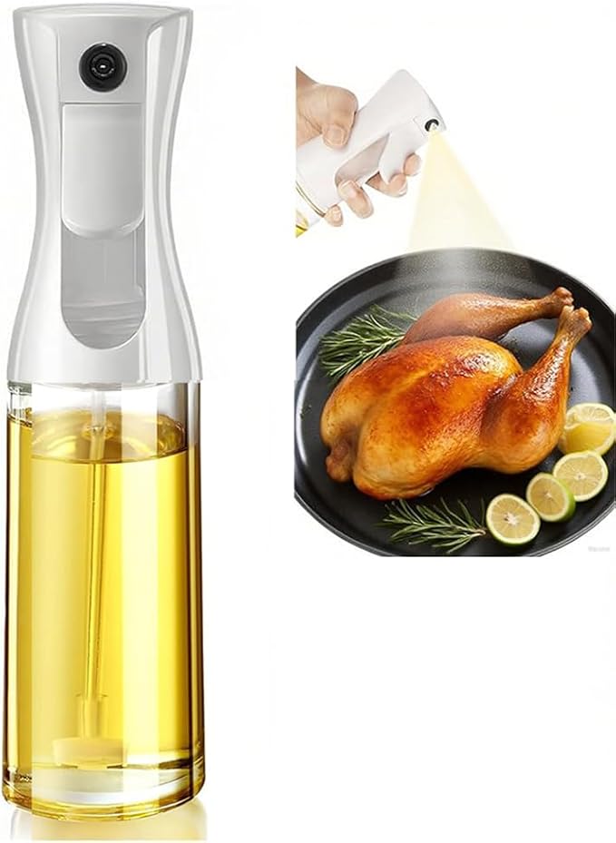 Olive Oil Sprayer for Cooking, 220ml Glass Oil Dispenser for Kitchen Gadgets, Food Grade Premium Spray Bottle, Continuous Spray with Portion Control, for Salad, Frying, BBQ