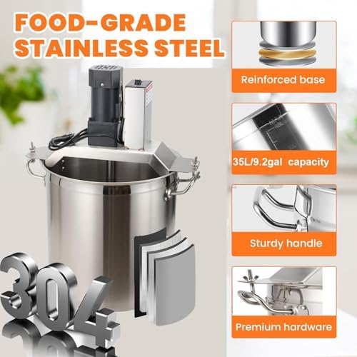 Automatic Pot Stirrer Mixer, Electric Food Mixer with Adjustable Speed and 4-Blade Scraper, Portable Mortar Mixer for Commercial Use