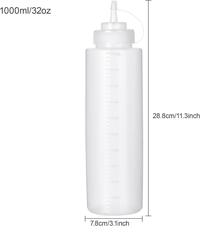 Premium Leak-Proof Squeeze Bottles Plastic Sauce, Ketchup, Condiment & Syrup Dispenser for Kitchen, Pancake Batter, Salad Dressing, Cooking Oil - BPA Free, Dishwasher Safe (2, 8o'z)