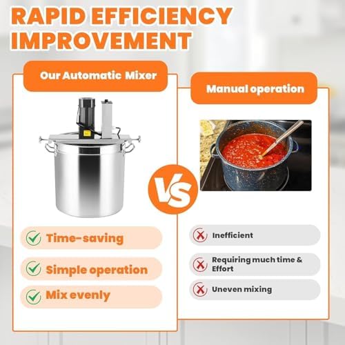 Electric Automatic Pot Stirrer with Adjustable Speed, 4-Blade Mixer for 20L/50L/90L Cooking, Portable Mortar & Jam Mixer, Commercial Food Mixing Tool