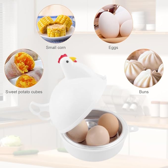 Chicken Shaped Microwave Egg Boiler, Microwave Eggs Poacher, Cooker Boiler Steamer Gadgets for Hard Boiled Egg, Poacher Boiler Cooker for Home Kitchen Restaurants